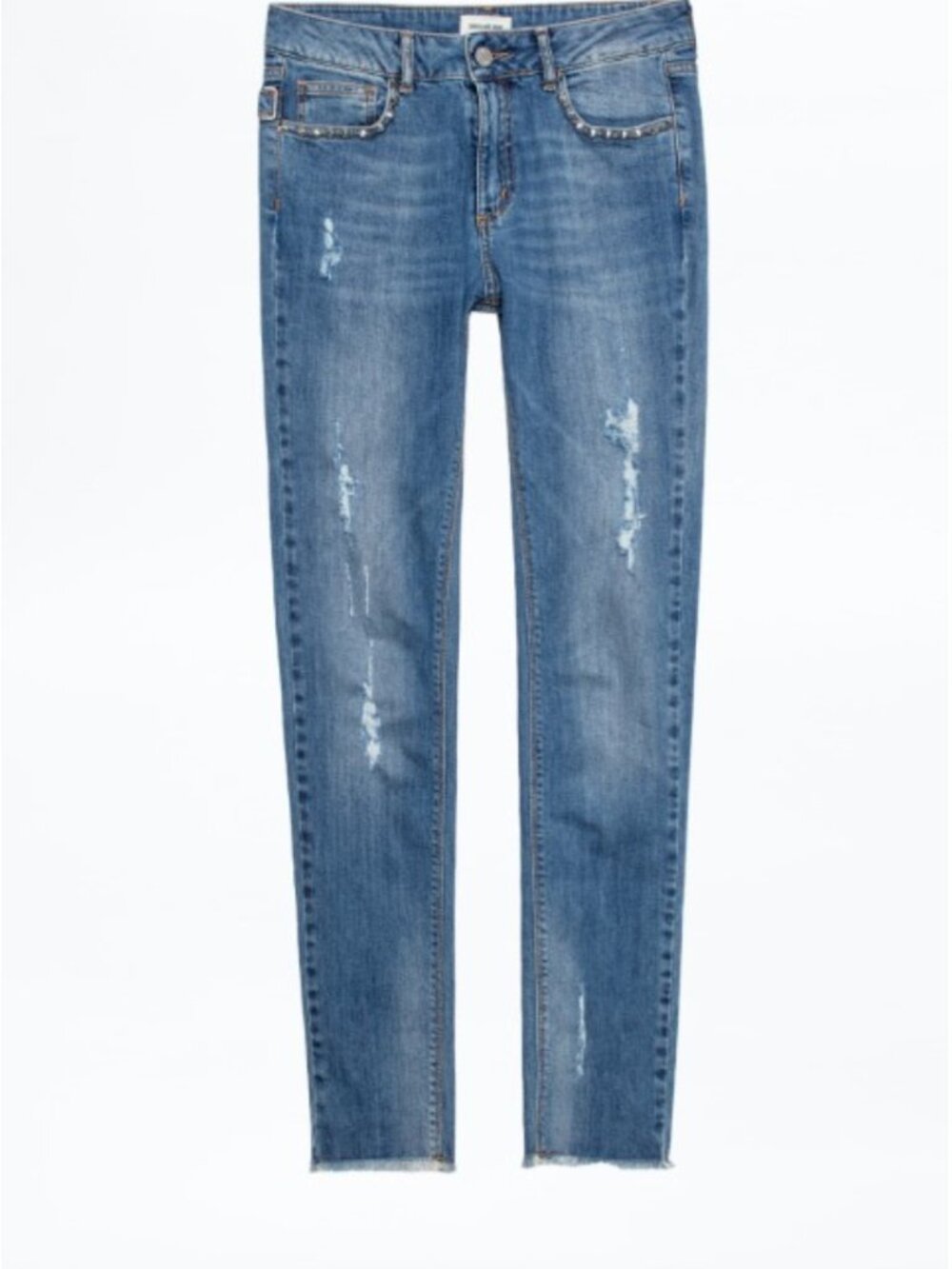 Zadig & Voltaire Eva Bleu Size 27, pocket studs, low rise, NEVER WORN with tags